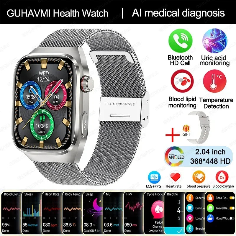 Xiaomi pression artérielle acide uricique graisse corporelle Smartwatch Micro examen physique orgue santé montres Bluetooth appel montre intelligente