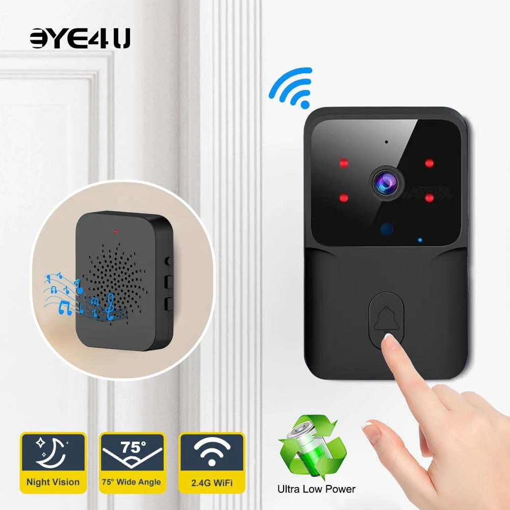 Sonnette vidéo WiFi sans fil pour téléphone, système d'interphone bidirectionnel, Vision nocturne IR, sonnette de sécurité pour maison intelligente, moniteur de caméra