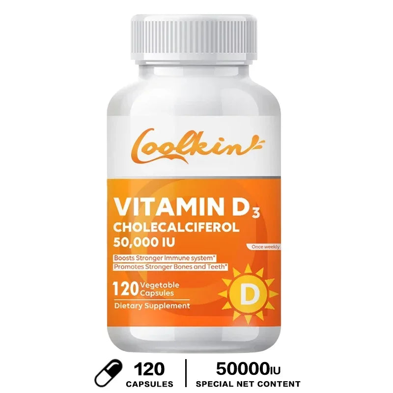Vitamine D3 haute puissance 50 000 UI - 120 capsules végétariennes - Supplément de vitamine D sans gluten sans OGM