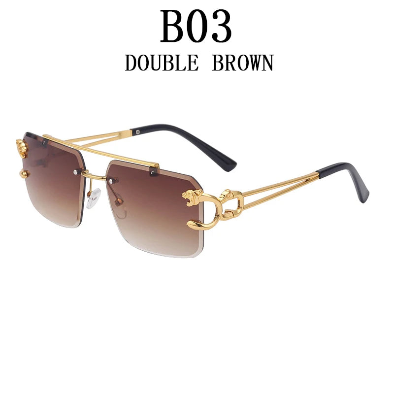 Frameless square wooden sunglasses for men and women, vintage, fashionable, luxury, retro, 2023