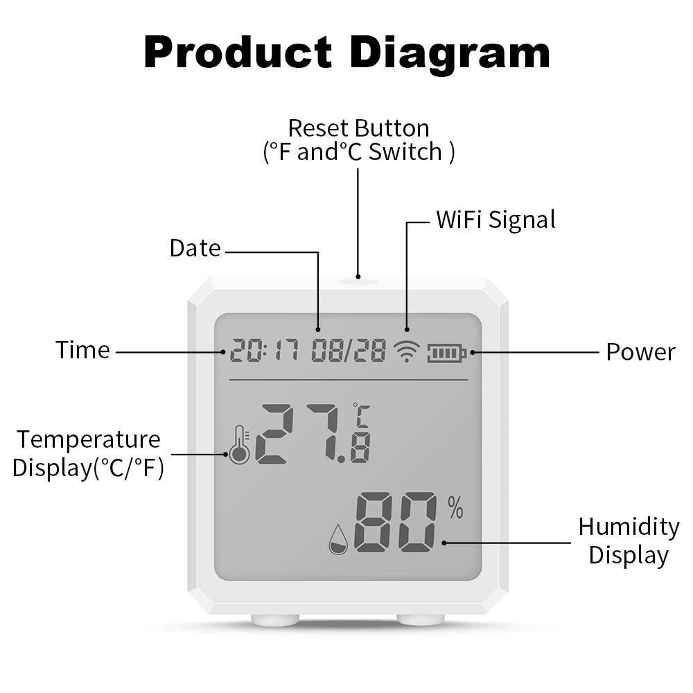Compteur intelligent de température et d'humidité WiFi Graffiti compteur de température et d'humidité application Mobile sans fil contrôle à distance de la température