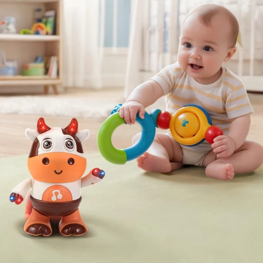 Jouet de vache dansante pour bébé, vache en peluche à musique électrique avec chansons et mouvements amusants, jouets interactifs pour bébé, mignon G de noël pour tout-petits