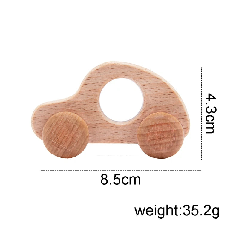 Décennie s de voiture en bois de hêtre pour bébé, jouets de dessin animé, Van dos Montessori, jouets de dentition pour enfants, cadeau d'anniversaire pour nouveau-né
