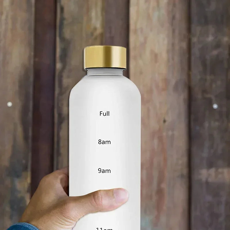 Nouveau 1L bouteille d'eau avec timbre de temps sans BPA réutilisable Fitness Sports voyage en plein air étanche tasse d'eau bouilloire givrée