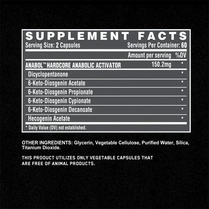 Supplément Anabol Hardcore - Réparer les muscles, la croissance musculaire, le soutien énergétique, le métabolisme, l'endurance améliorée, améliore les performances
