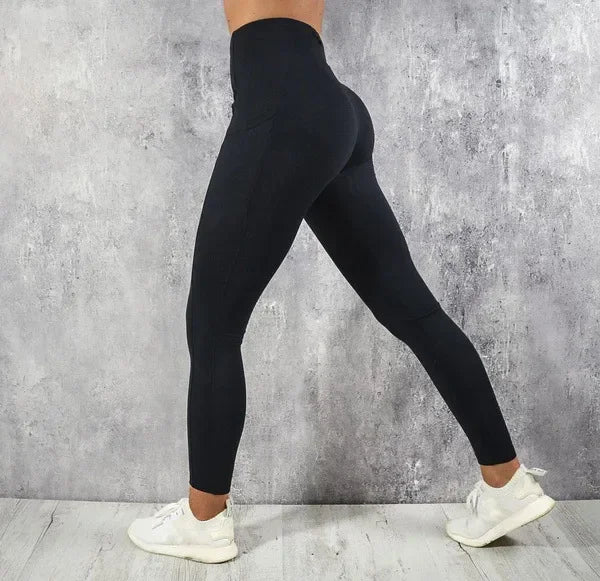 Yoga Fitness femmes Leggings taille haute collants avec poche gymnastique entraînement course extensible Sexy bout à bout levage décontracté pantalon maigre