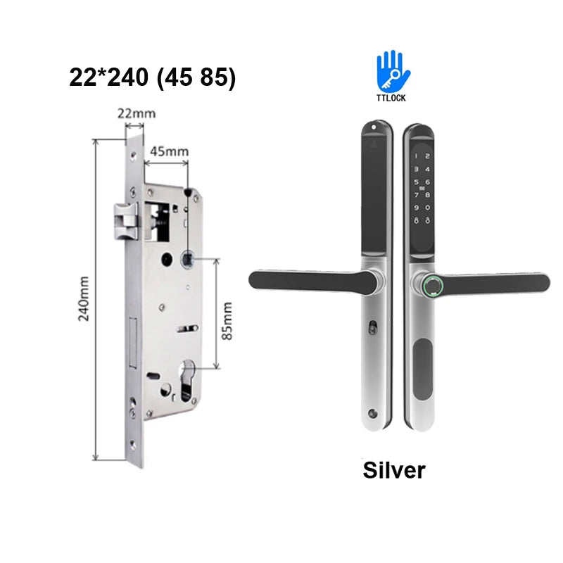 Serrure intelligente pour porte coulissante, étanche, mince, 2.8CM, mot de passe par empreinte digitale, carte IC, clé, compatible avec l'application TTlock et l'en-tête biométrique Alexa