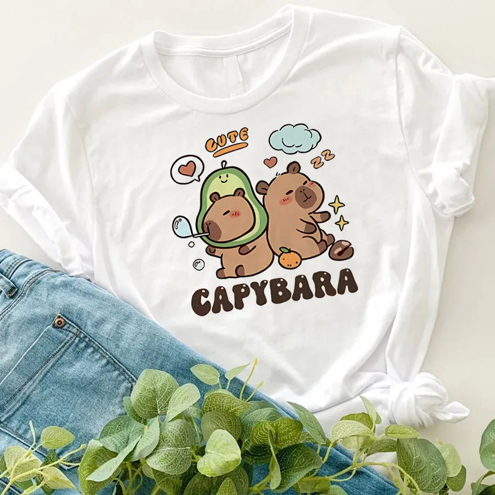 Enfants T-shirt basique femmes hommes Capybara t-shirts 3-10 ans enfants à manches courtes vêtements garçons filles col rond hauts cadeaux d'anniversaire