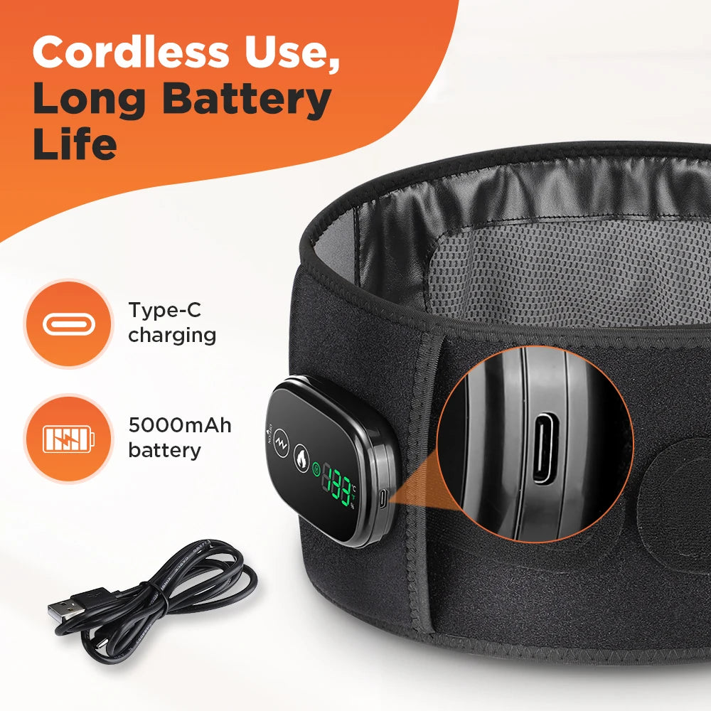 Electric heated waist massager, vibration-powered hot compression massage belt, lumbar decompression brace, lower back support, muscle relaxation