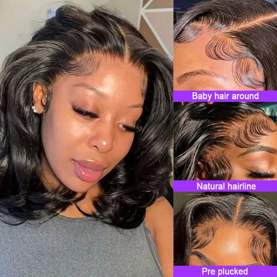 250% perruque de cheveux humains brésiliens vague lâche courte Bob perruque vague de corps 13X4 HD dentelle frontale perruque perruques de cheveux humains pour les femmes noires