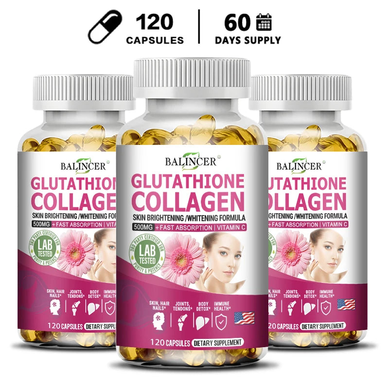 Collagène de glutathion - Blanchiment et éclaircissant, soutient la santé de la peau, des cheveux et des ongles, favorise la désintoxication et la santé immunitaire