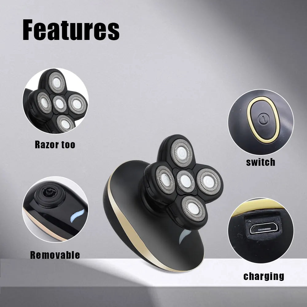 Rasoir électrique pour hommes tondeuse à cheveux tondeuse à barbe rasoir de tête chauve rasoir humide et sec ménage Rechargeable rasage de tête chauve