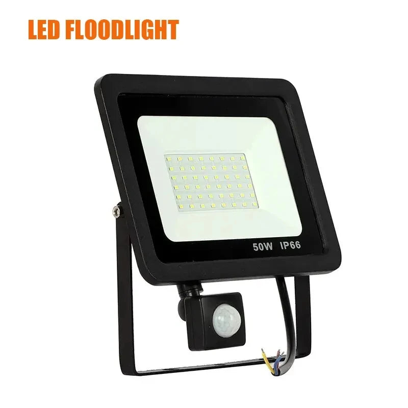 Outdoor LED floodlight, waterproof LED spotlight, 220V, 10W, 20W, 30W, 50W, 100W garden light with motion sensor, street light