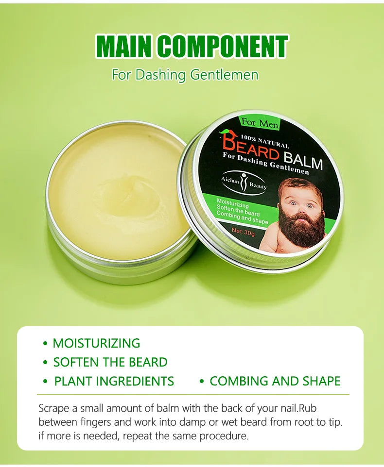 Kit de soins de barbe pour hommes, ensemble de 3 pièces, crème pour barbe, ensemble combiné de lavage à l'huile, ensemble de soins du visage