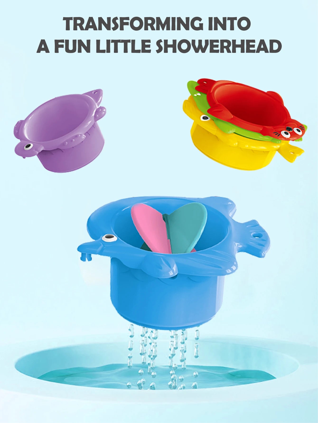 Jouets de bain pour bébé, tasse empilable, jouet pour tout-petits, couleurs aléatoires, tour empilable océan, baignoire, eau, plage, jeu de salle de bain, cadeaux