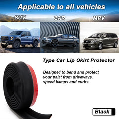 Universal rubber car front bumper lip, 2.5m/98.43 inches, black bumper lip strip, car side skirt, direct stitching