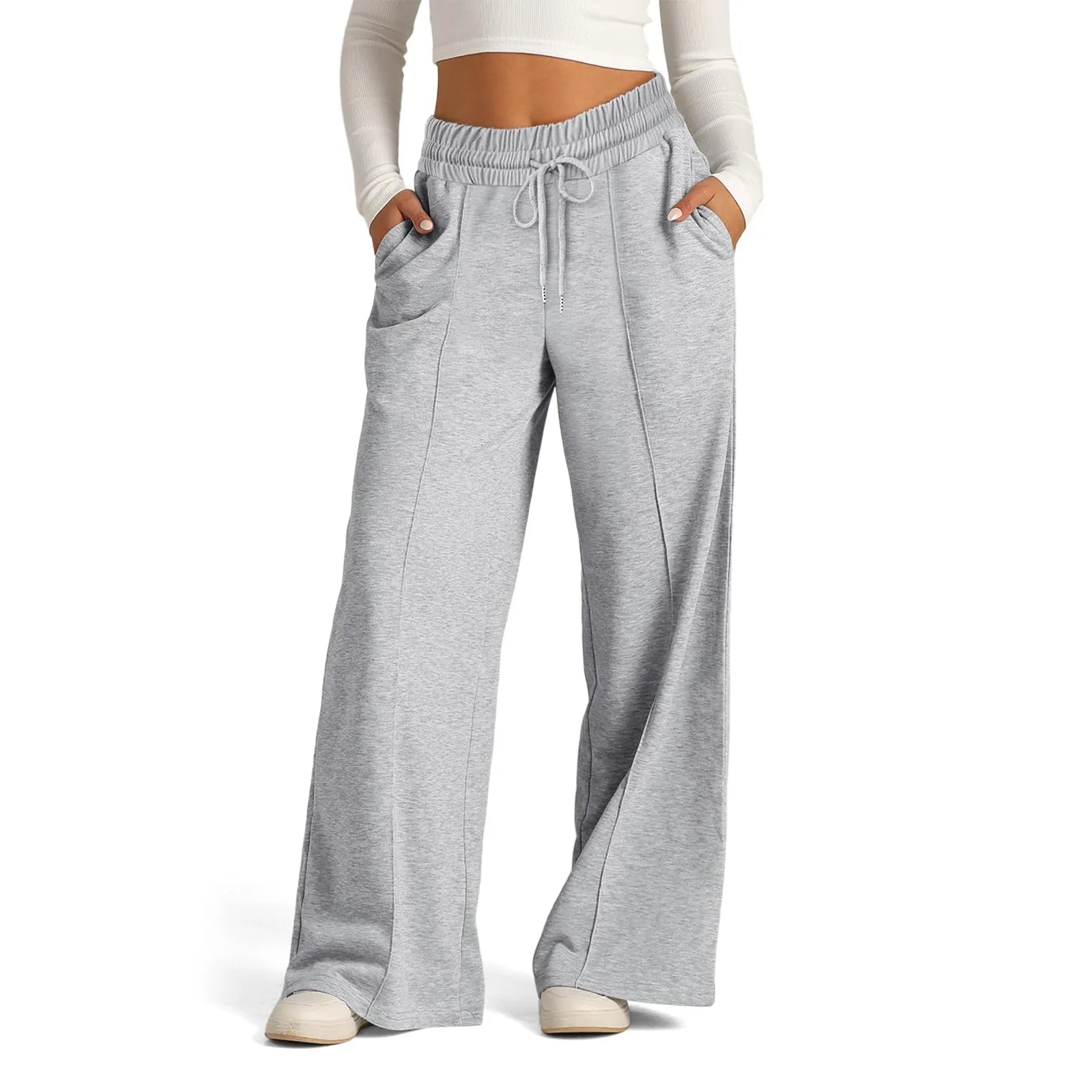 Pantalon de survêtement en polaire pour femmes, Streetwear, taille haute, ample, décontracté, droit, Sport, jambes larges, Baggy, jogging