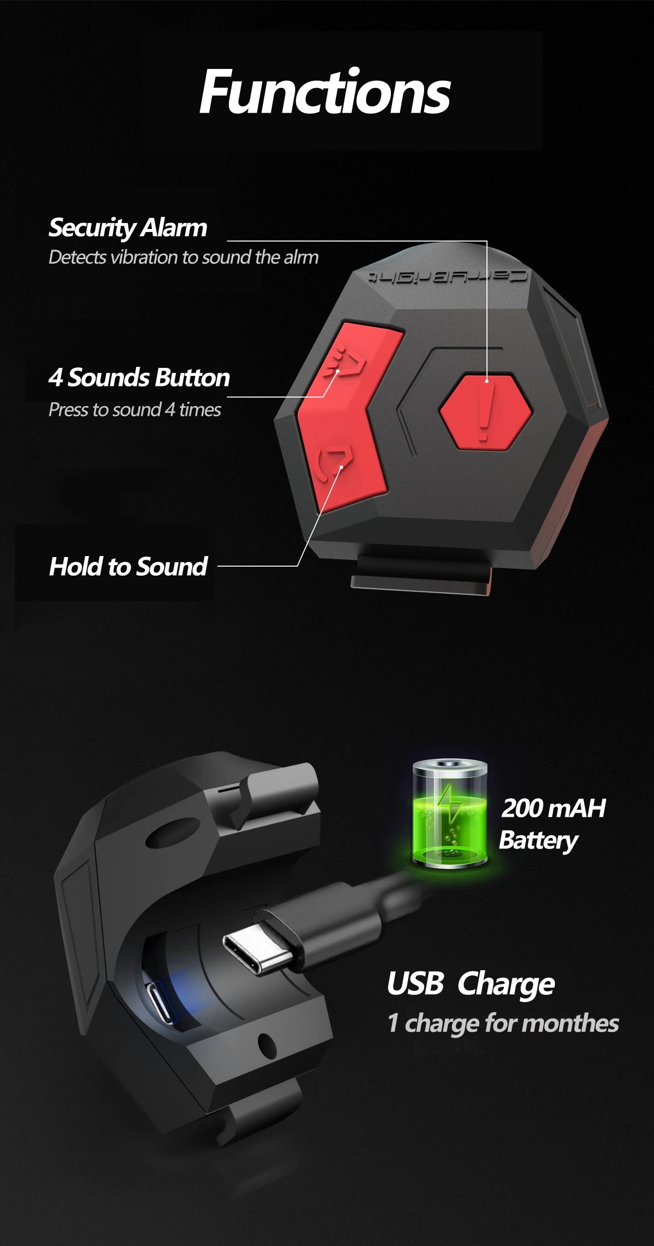 Klaxon électronique de vélo, sonnette Rechargeable par USB pour guidon de vélo, anneau d'alarme de cyclisme, klaxon fort de 120db, cloche antivol pour scooter