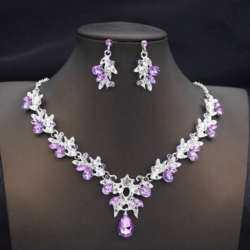 Ensemble de colliers et boucles d'oreilles pour femmes, 14 couleurs, à la mode, goutte d'eau, ras du cou, ensemble de bijoux pour bal d'anniversaire, mariage