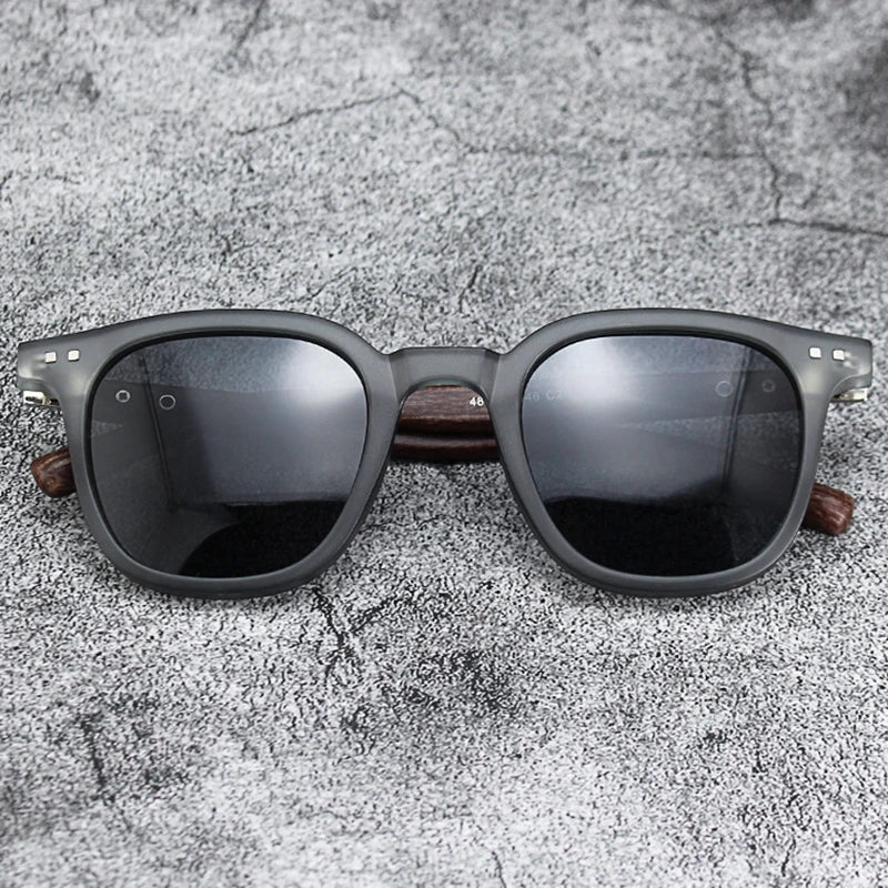 Nouveaux hommes Vintage cadre en bois lunettes de soleil marque classique carré lunettes de soleil revêtement lentille conduite lunettes pour femmes mâle
