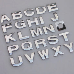 Autocollants de voiture alphabet en métal 3D, insigne argenté chromé, lettres, chiffres, logo, accessoires automobiles, autocollants de décoration