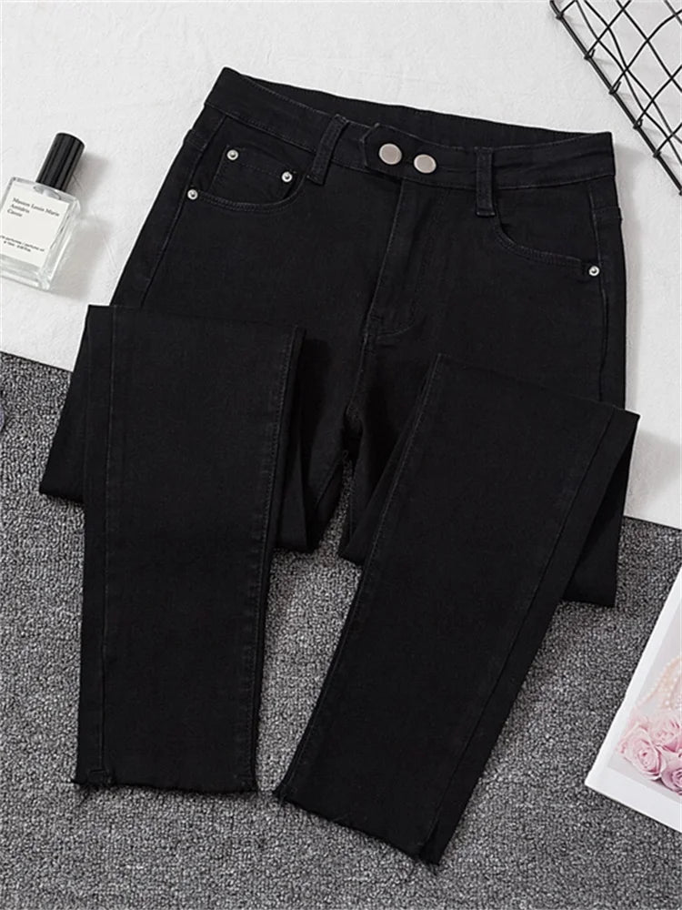 Jeans femme Denim pantalon noir femmes jean femme Donna Stretch bas Feminino pantalon slim pour femmes pantalon