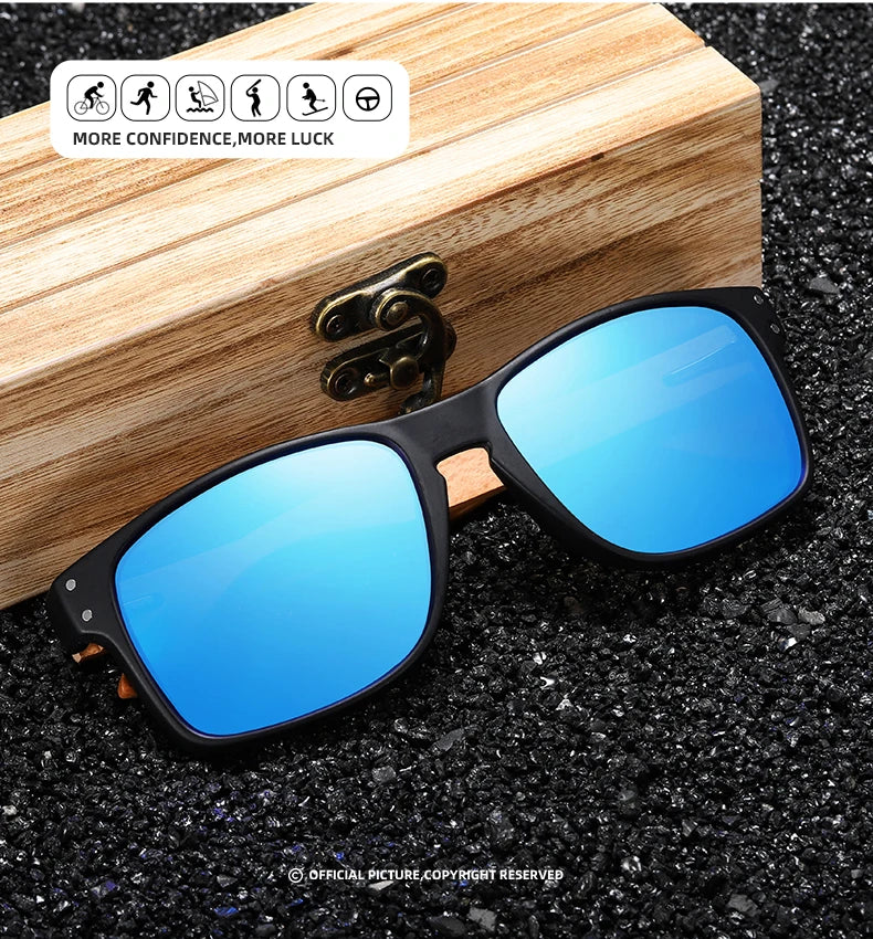 XSW-Lunettes de soleil polarisées faites à la main en bois de hêtre pour hommes, lunettes de soleil de conduite en plein air, charnière renforcée, design de marque, 5527