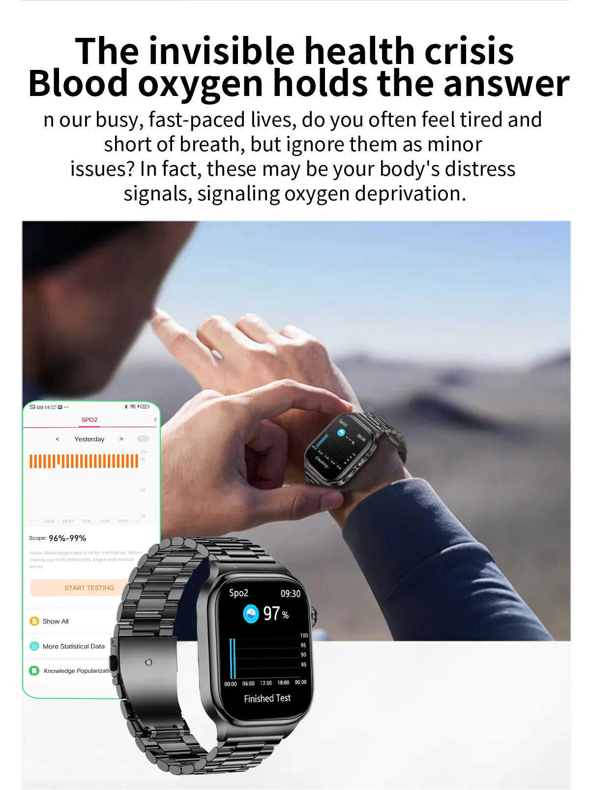 2025 nouvelle montre intelligente 2.04 pouces écran acide urique lipides sanguins composition corporelle cinq détecteurs 650mAh sport HD appel montre intelligente