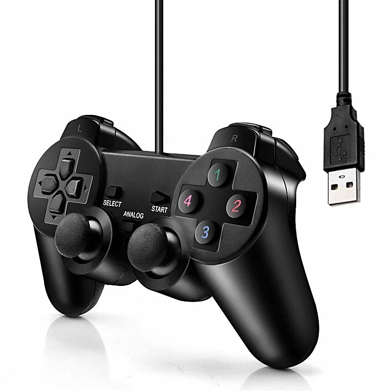 Manette de jeu filaire USB pour WinXP/Win7/Win8/Win10, Joypad pour PC Windows, ordinateur portable, Joystick de jeu noir