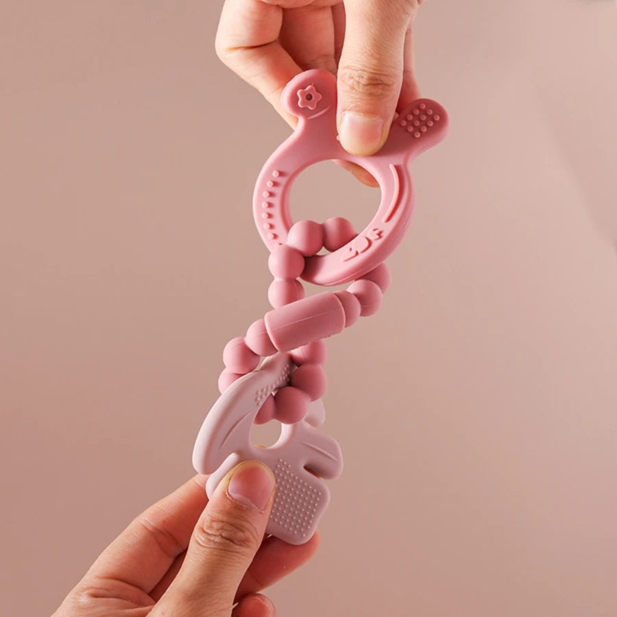 Anneau de dentition en Silicone pour bébé, 1 pièce, sans BPA, Bracelet en Silicone, feuille, jouets de dentition, anneau en bois, dent d'allaitement, jouets cadeaux pour nouveau-né
