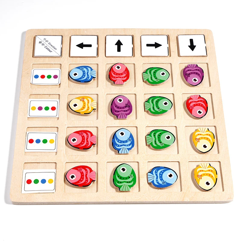 Jouets Montessori en bois pour enfants, entraînement à la pensée logique, Direction, Cognition des couleurs, jeu de société de combat éducatif