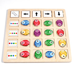 Jouets Montessori en bois pour enfants, entraînement à la pensée logique, Direction, Cognition des couleurs, jeu de société de combat éducatif