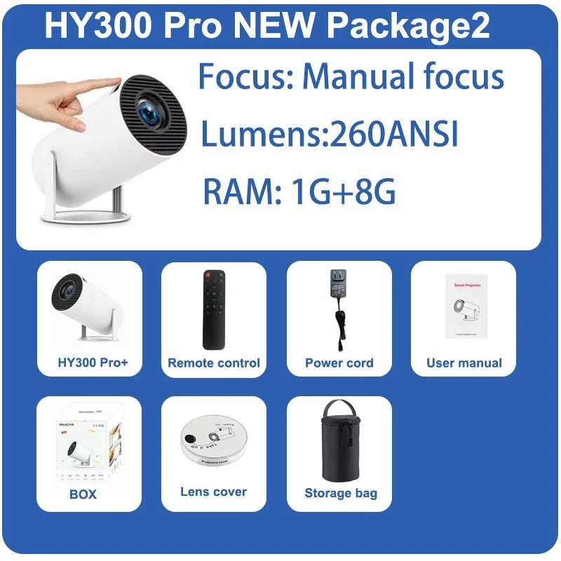 2025new DITONG HY300 pro nouveau projecteur HD 4K portable Android LED vidéo Home cinéma cinéma mini projecteur film HY300plus