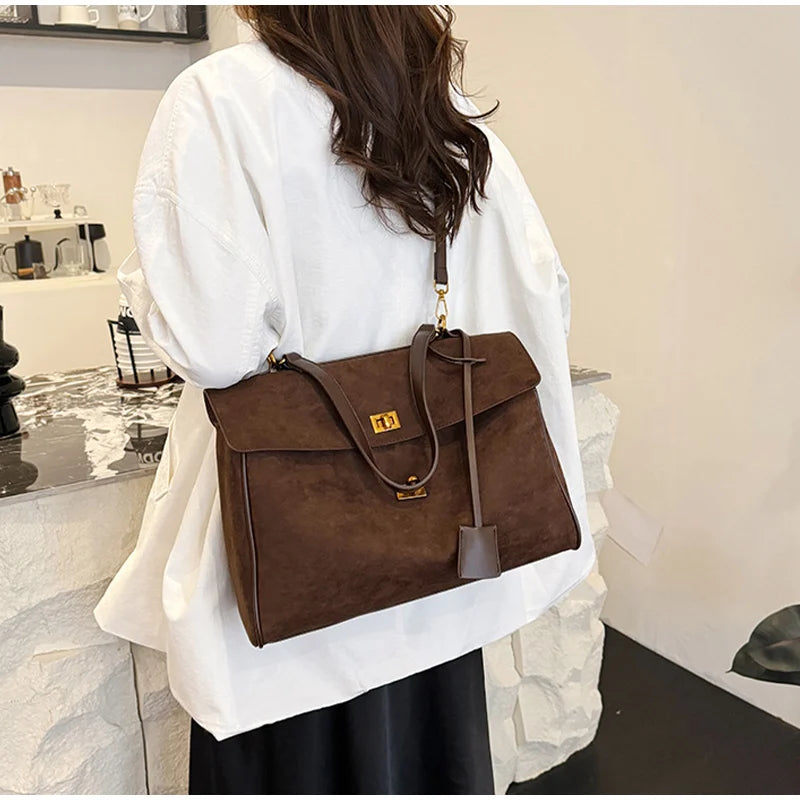 Sac à main de luxe pour femmes, café violet, marque avancée, Simple, fourre-tout en daim givré, sac à bandoulière de voyage pour banlieue