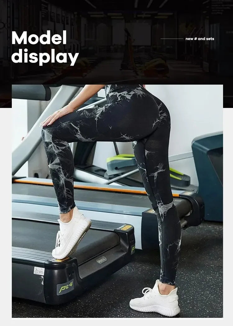 Femmes sans couture cravate colorant Yoga Leggings taille haute Fitness Sexy mode Leggings exercice course levage fesses cyclisme Leggings
