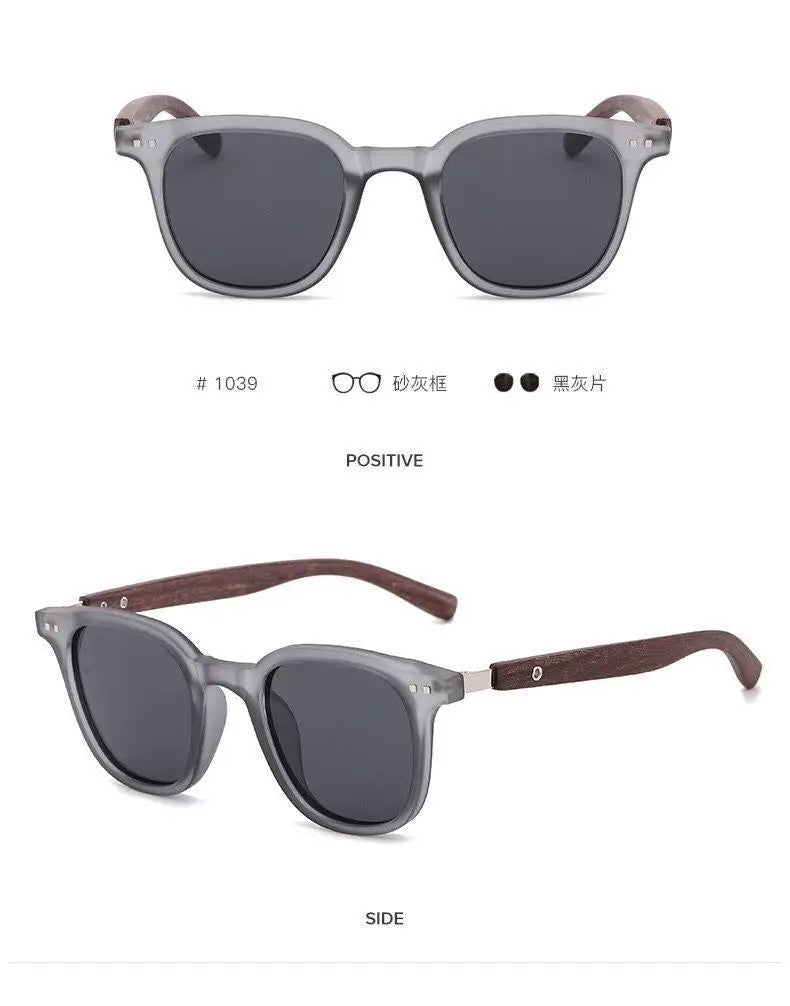 Lunettes De soleil classiques à jambes miroir en Grain De bois pour hommes, petite monture carrée, lunettes De haute qualité pour femmes, UV400 Oculos De Sol