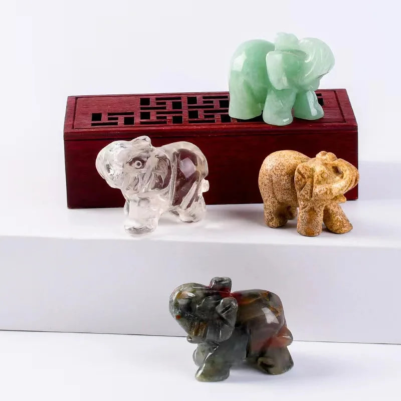 Figurine d'éléphant en pierre précieuse sculptée à la main, pierre naturelle, améthyste, mini statue d'animal, méditation de chakra d'artisanat en cristal, décoration d'intérieur