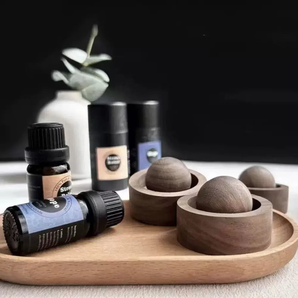 Diffuseurs d'huiles essentielles en bois – Diffuseur de décoration de chambre à coucher à dispersion de parfum naturel de conception sphérique pour parfum de chambre à coucher