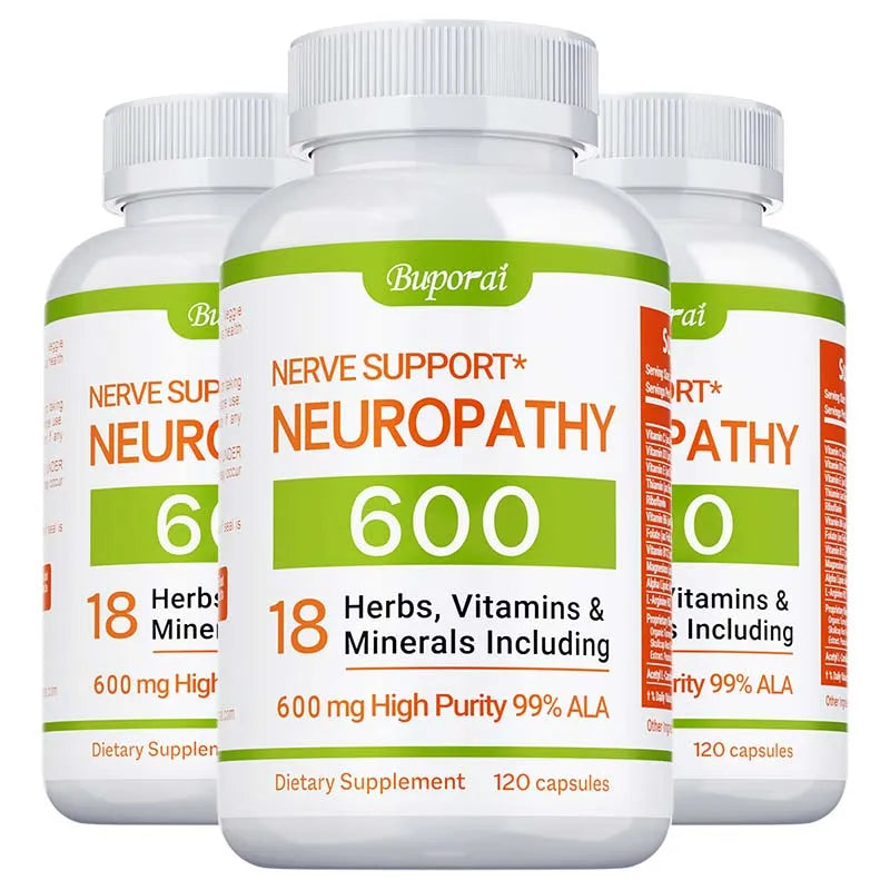 Complément de soutien pour la neuropathie 600 mg - Soutient le système nerveux, soulage le stress, favorise la fonction cérébrale et augmente l'énergie