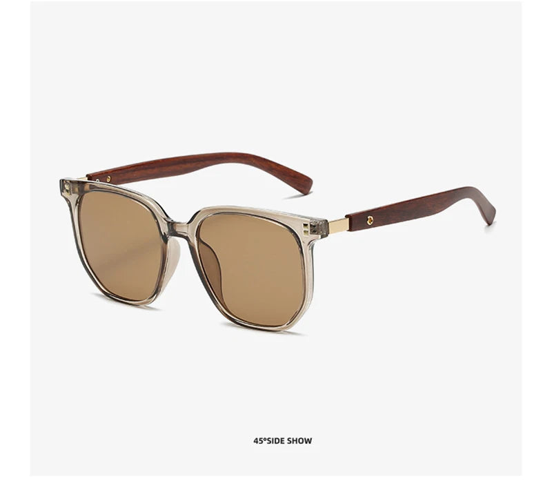 Lunettes de soleil classiques à gros grain de bois pour hommes et femmes, rétro, surdimensionnées, carrées, mode masculine et féminine, pour vacances d'été, nuances de conduite