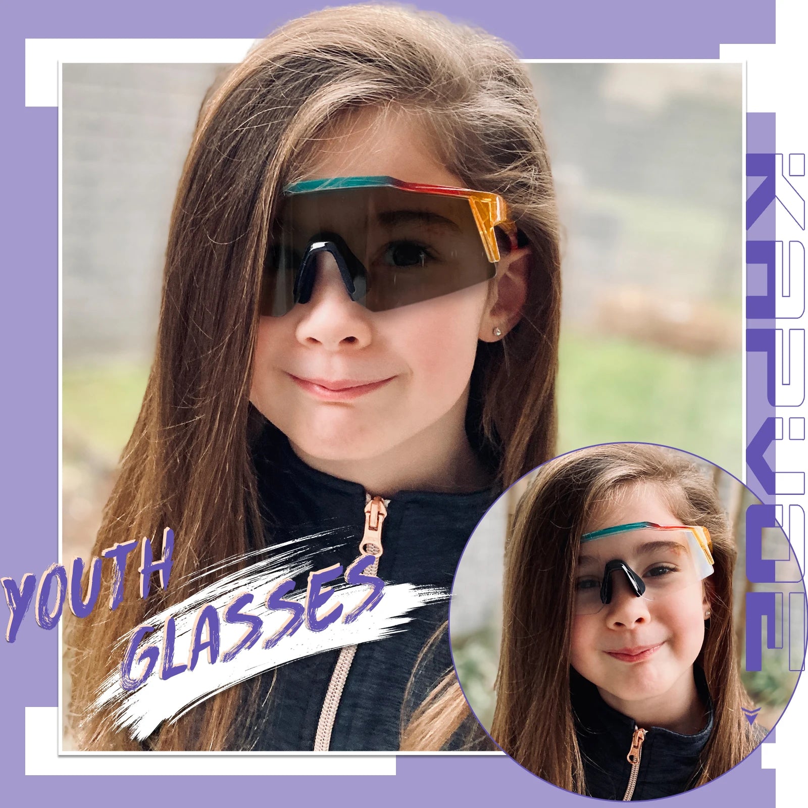 Kapvoe-Lunettes de soleil photochromiques pour enfants, lunettes de vélo de sport, lunettes de vélo d'extérieur pour garçons et filles, lunettes pour adolescents, UV400