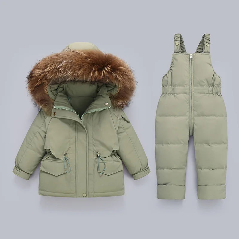 Ensembles de vêtements pour tout-petits, combinaisons de neige d'hiver pour bébés filles, doudounes chaudes, combinaisons à capuche en fourrure optique, combinaisons trempées, 0-3 ans