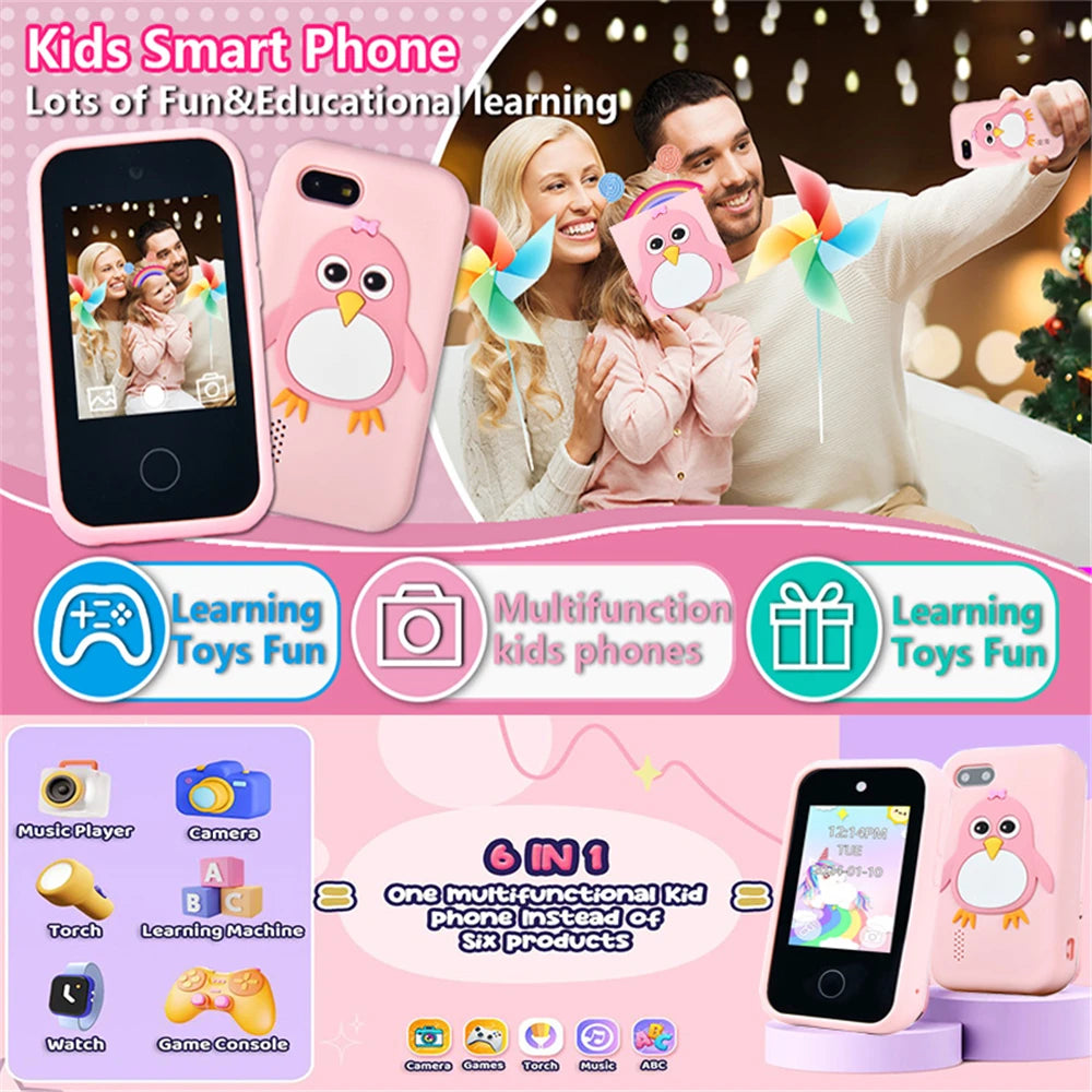 Jouets éducatifs pour téléphone pour enfants, 18 jeux, jouet Musical, caméra Selfie Mobile pour bébé avec carte TF 32G, jouets pour enfants, cadeaux d'anniversaire