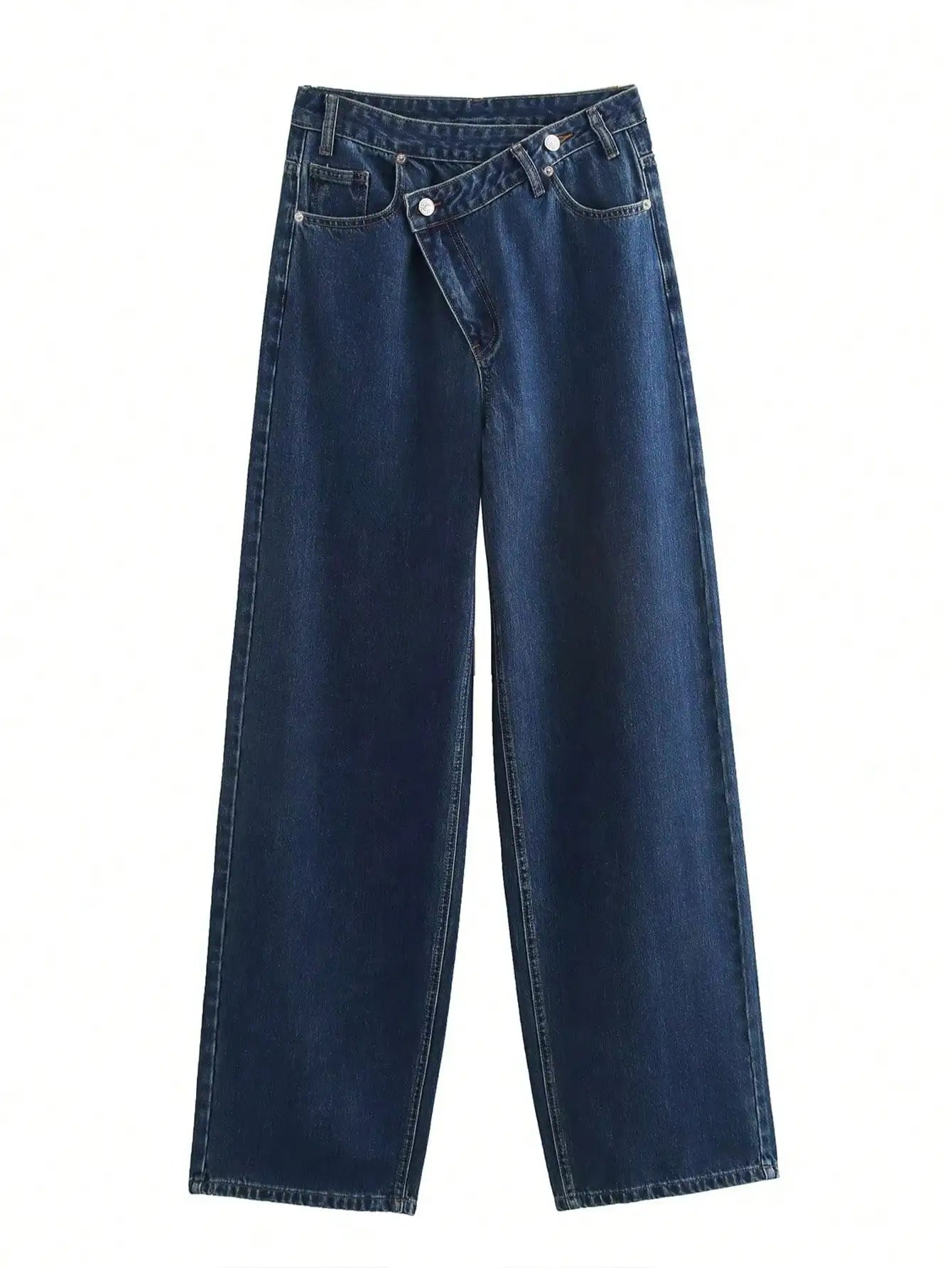 HH femmes 2025 mode jean droit Vintage solide décontracté taille haute jambe large Denim pantalon haute rue dame pantalon jean