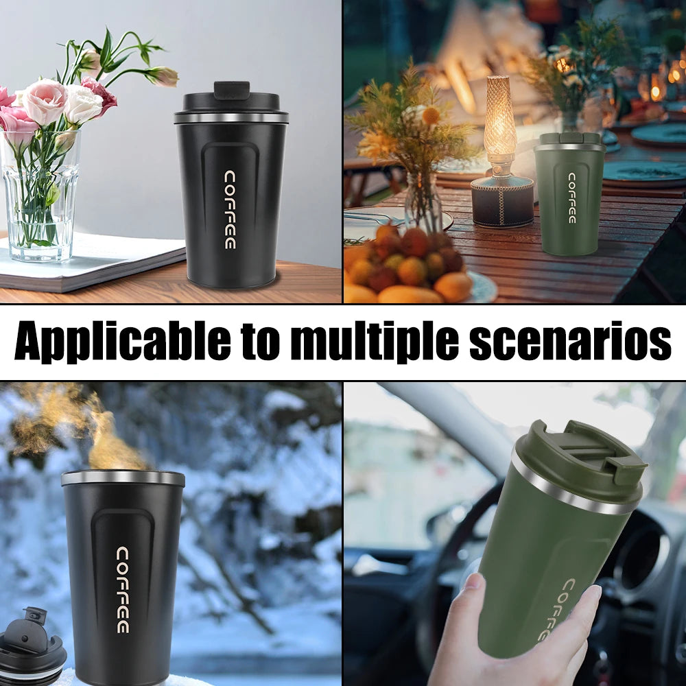 Tasse Thermos de voiture Thermo café pour thé eau café anti-fuite tasse Thermo de voyage tasse à café 380/510ML Double acier inoxydable