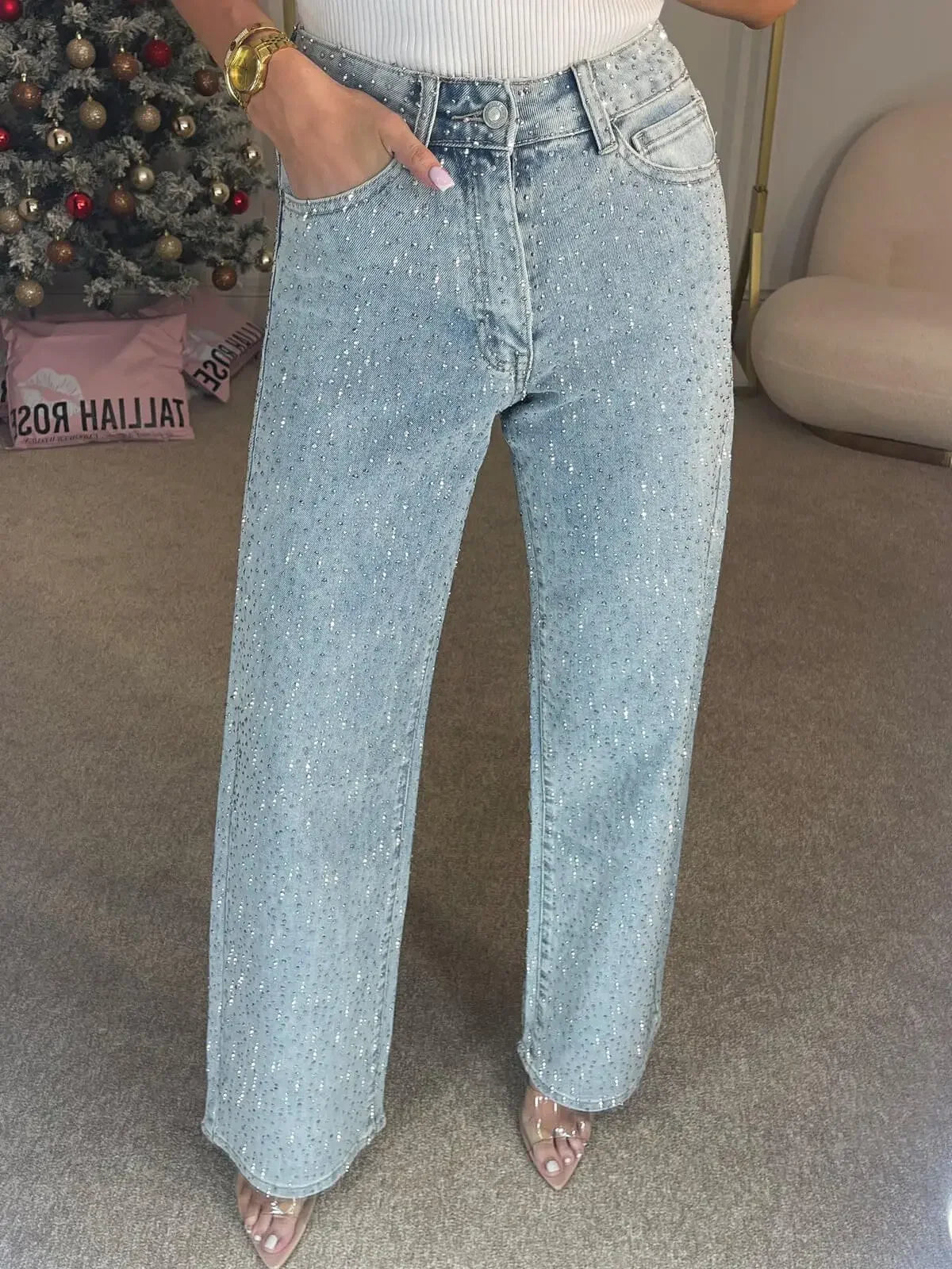 Jean droit pour femmes, pantalon extensible, taille haute, délavé, pour maman, Vintage, Streetwear, Y2k