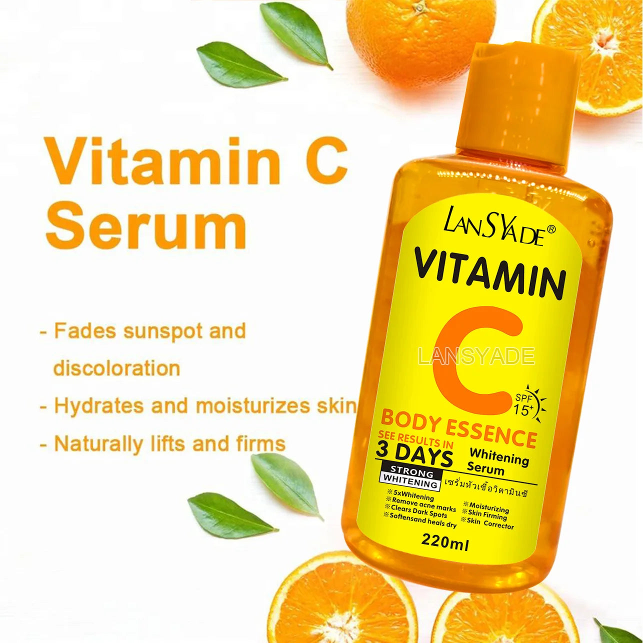 Sérum liquide Original pour le visage, Essence de vitamine C AHA, éclaircissant, hydratant, curcuma, réparateur, Anti-vieillissement, Lifting, soins pour la peau, 220ml
