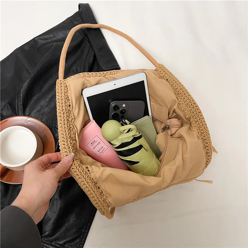 Sac à main tissé de grande capacité, sac à bandoulière ajouré, fourre-tout en Crochet, fourre-tout bohème tissé pour femmes, sacs de Shopping tricotés