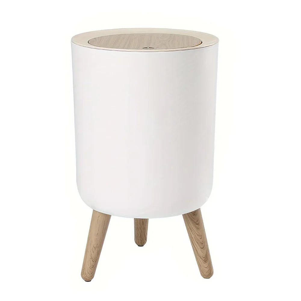 Poubelle ronde avec couvercle, poubelle blanche avec pied, corbeille à papier, poubelle pour chambre, cuisine, bureau, salon