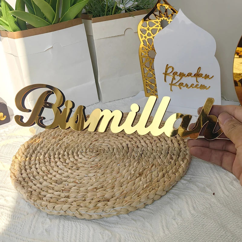 Ornement en bois acrylique pour Ramadan Bismillah, décoration de la maison Eid Mubarak, fournitures de fête musulmane islamique, Alhamdulillah Mashallah